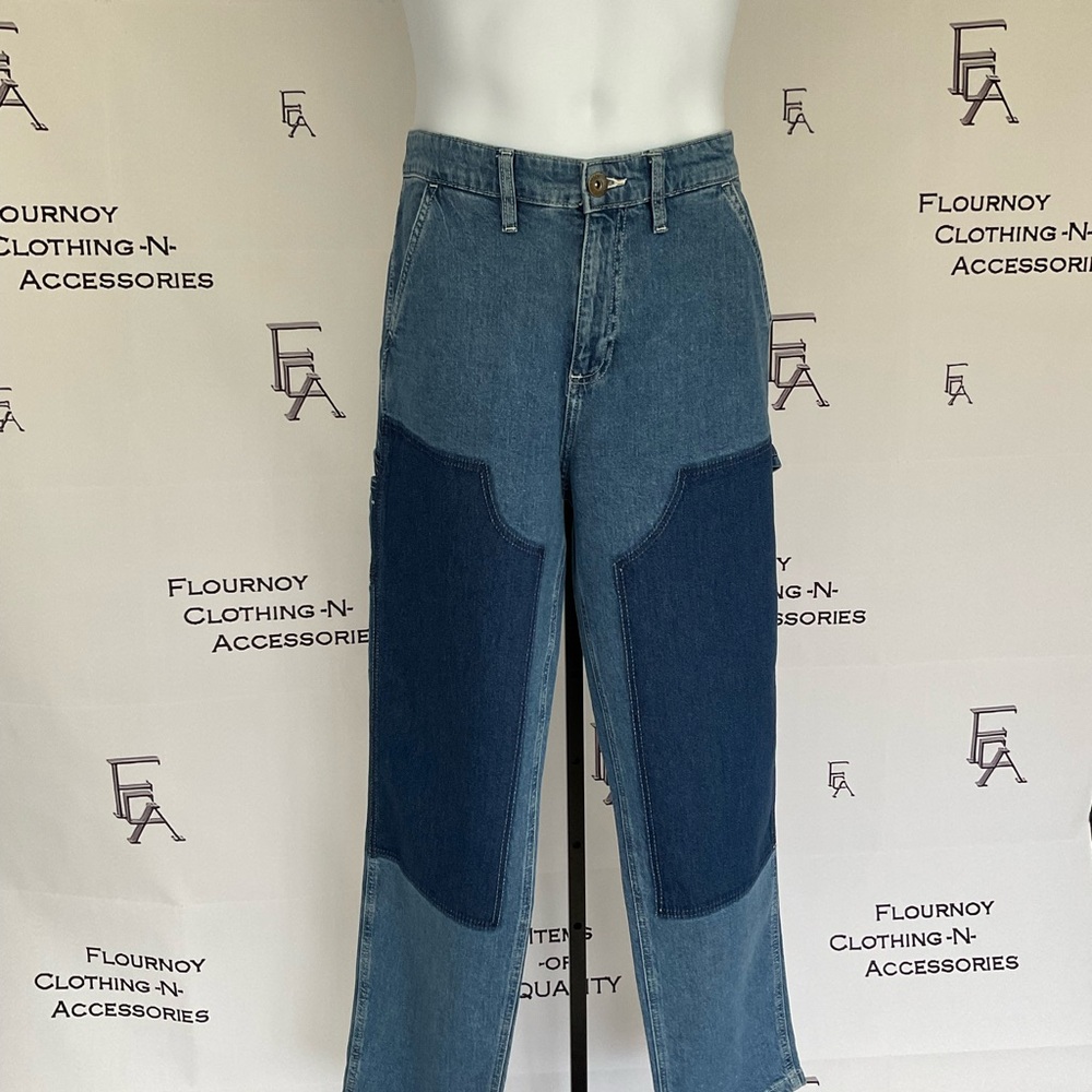 Sun + Stone Men's Two-Tone Blue Straight Leg Jeans